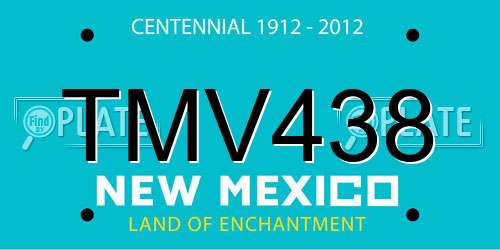 TMV438 New Mexico License Plate