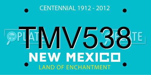 TMV538 New Mexico License Plate