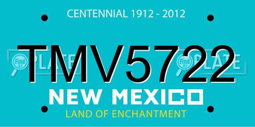 TMV5722 New Mexico License Plate