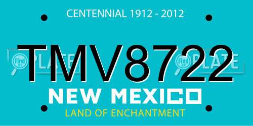 TMV8722 New Mexico License Plate