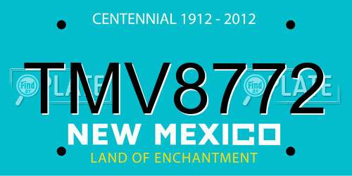 TMV8772 New Mexico License Plate