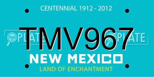 TMV967 New Mexico License Plate