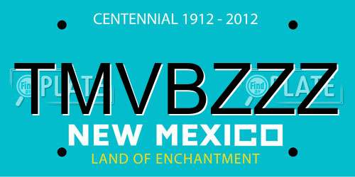 TMVBZZZ New Mexico License Plate