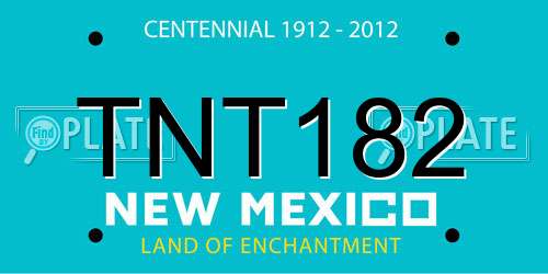 TNT182 New Mexico License Plate
