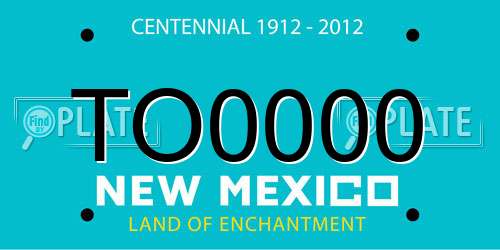 TO0000 New Mexico License Plate