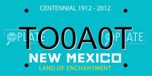 TO0A0T New Mexico License Plate
