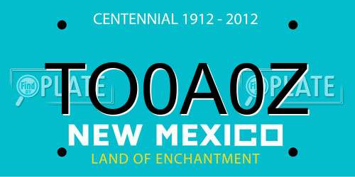 TO0A0Z New Mexico License Plate
