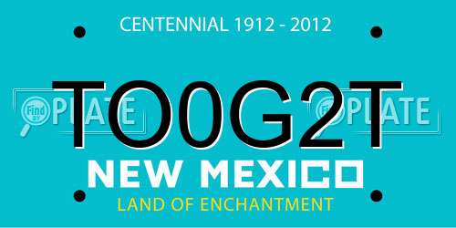TO0G2T New Mexico License Plate