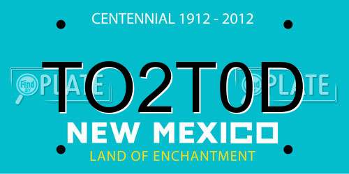 TO2T0D New Mexico License Plate