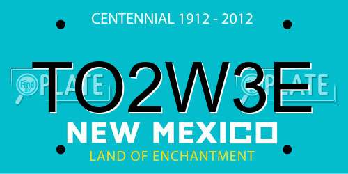 TO2W3E New Mexico License Plate
