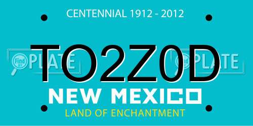 TO2Z0D New Mexico License Plate