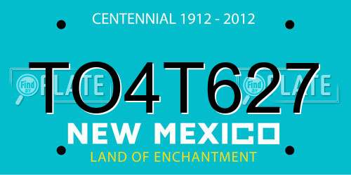 TO4T627 New Mexico License Plate