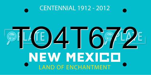 TO4T672 New Mexico License Plate