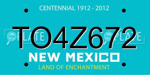 TO4Z672 New Mexico License Plate