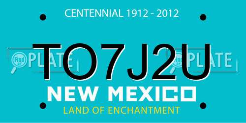 TO7J2U New Mexico License Plate