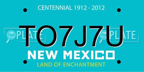 TO7J7U New Mexico License Plate
