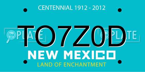 TO7Z0D New Mexico License Plate