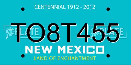 TO8T455 New Mexico License Plate