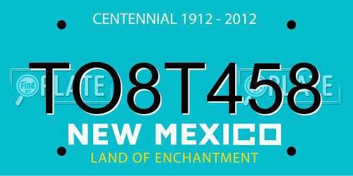 TO8T458 New Mexico License Plate