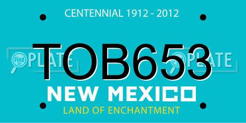 TOB653 New Mexico License Plate