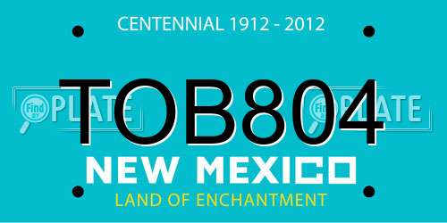 TOB804 New Mexico License Plate