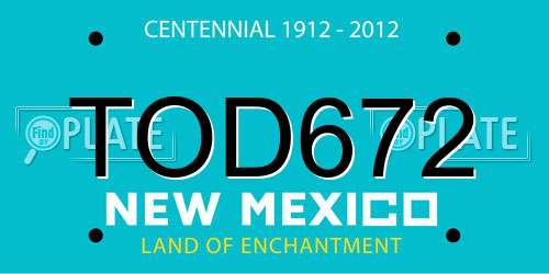 TOD672 New Mexico License Plate