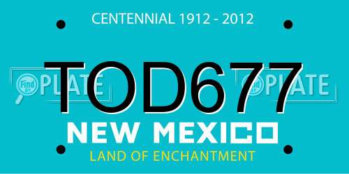 TOD677 New Mexico License Plate