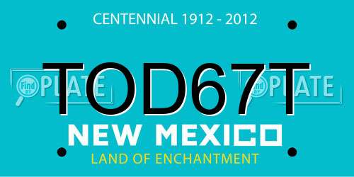 TOD67T New Mexico License Plate