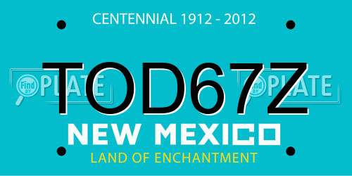 TOD67Z New Mexico License Plate