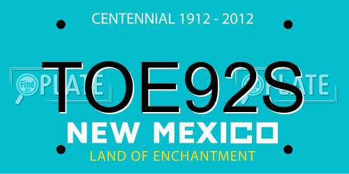 TOE92S New Mexico License Plate