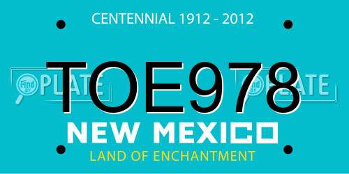 TOE978 New Mexico License Plate