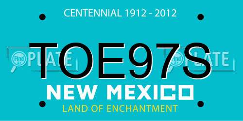 TOE97S New Mexico License Plate