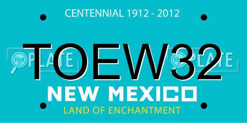 TOEW32 New Mexico License Plate