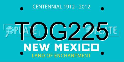 TOG225 New Mexico License Plate