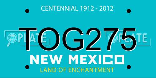 TOG275 New Mexico License Plate