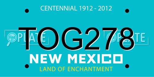TOG278 New Mexico License Plate