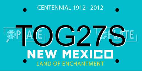 TOG27S New Mexico License Plate