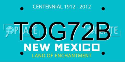 TOG72B New Mexico License Plate