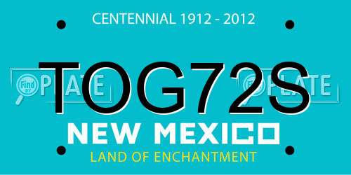TOG72S New Mexico License Plate