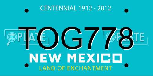 TOG778 New Mexico License Plate