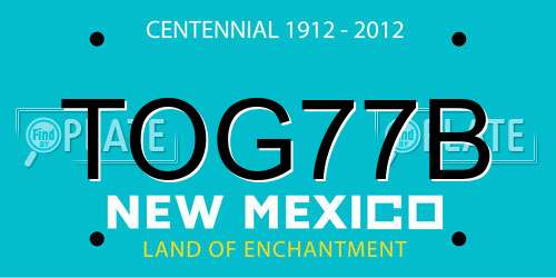 TOG77B New Mexico License Plate