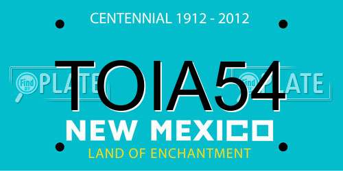 TOIA54 New Mexico License Plate