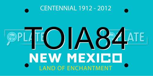 TOIA84 New Mexico License Plate