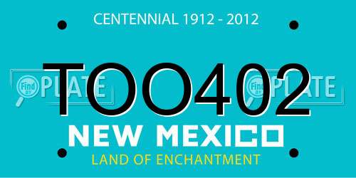 TOO402 New Mexico License Plate