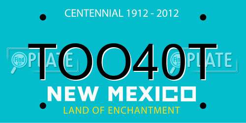 TOO40T New Mexico License Plate