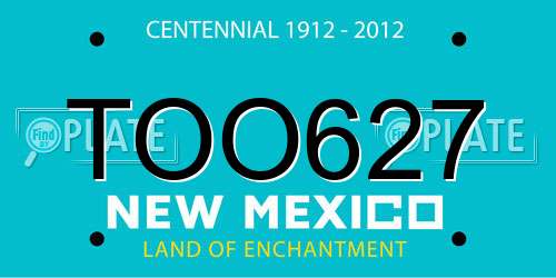 TOO627 New Mexico License Plate