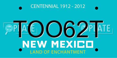 TOO62T New Mexico License Plate