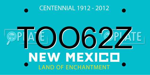 TOO62Z New Mexico License Plate