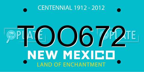 TOO672 New Mexico License Plate