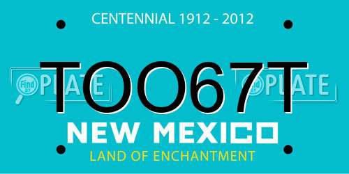 TOO67T New Mexico License Plate